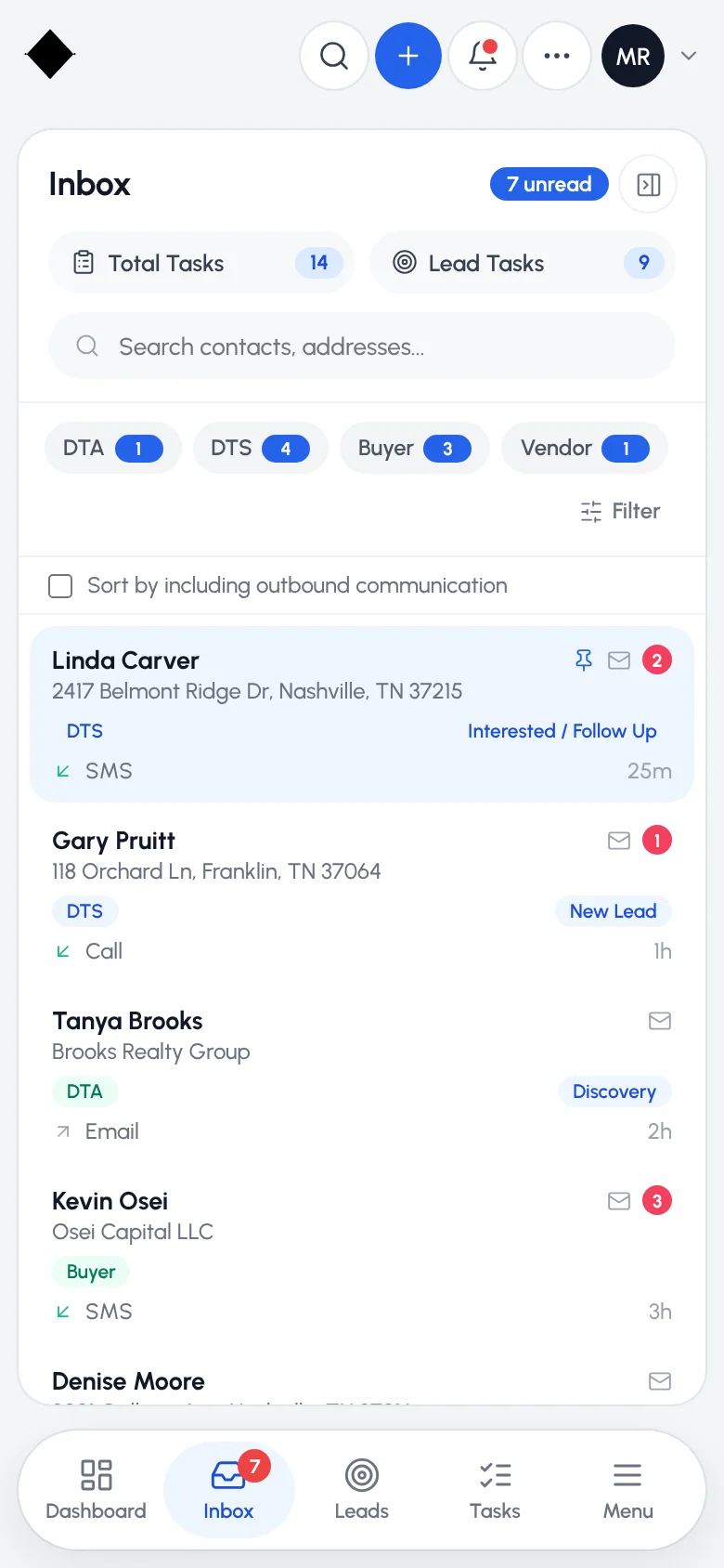 REI Acquire inbox on a phone